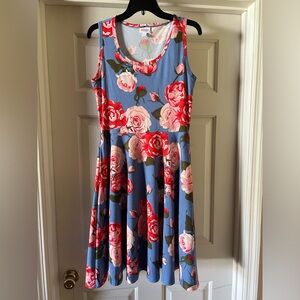 Lularoe Nicki. Size medium. Blue background with roses.